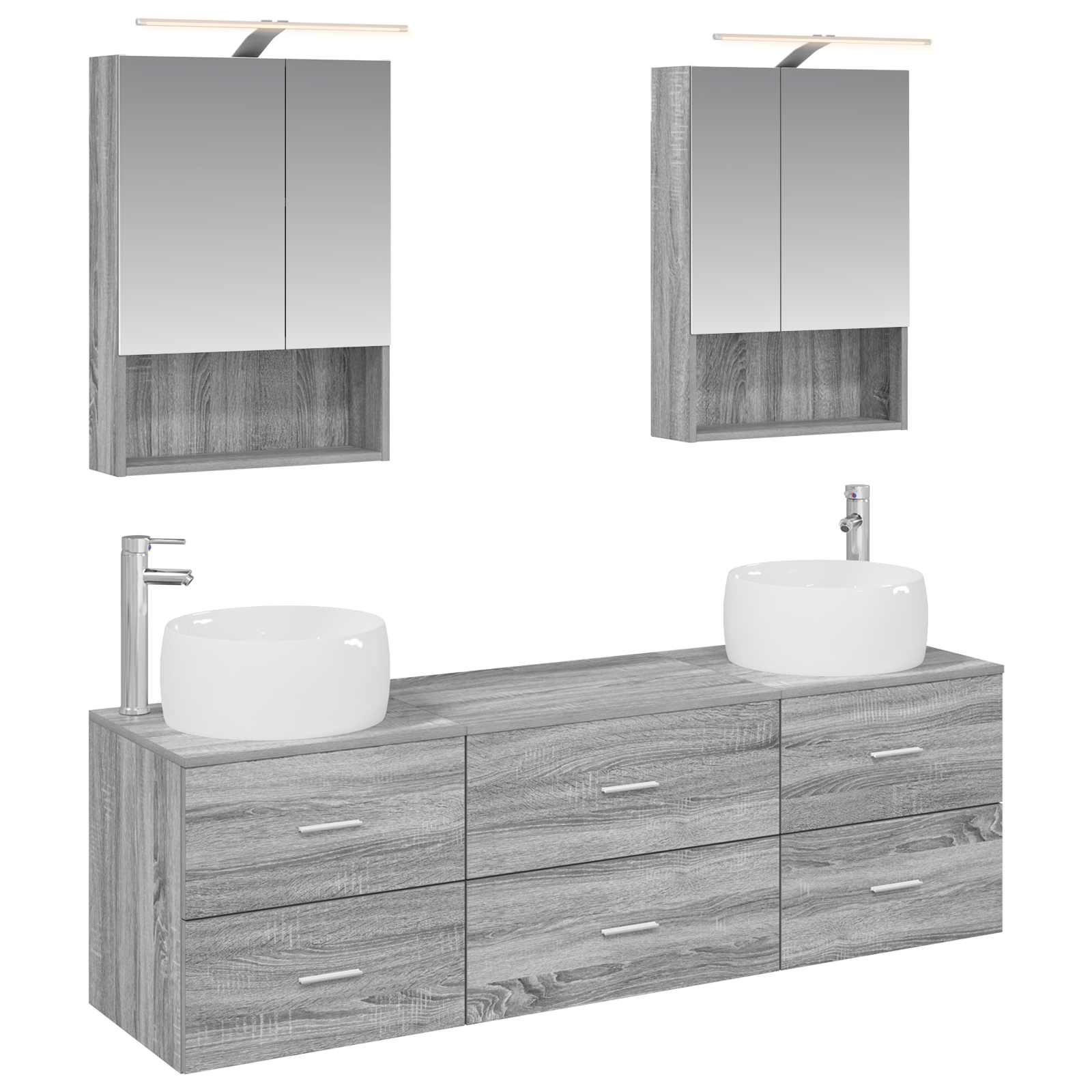 vidaXL Badkamermeubelset 5 pcs Wit Bewerkt hout en glas