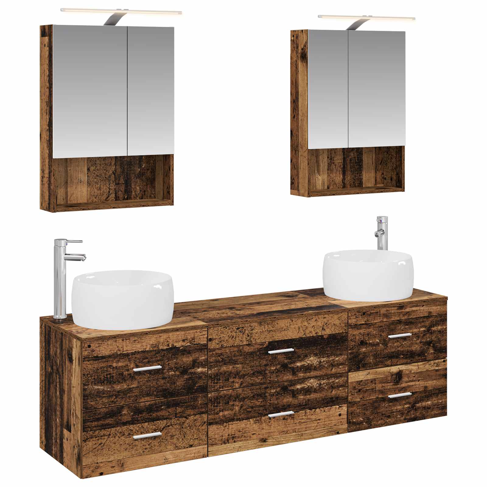 vidaXL Badkamermeubelset 5 pcs Wit Bewerkt hout en glas