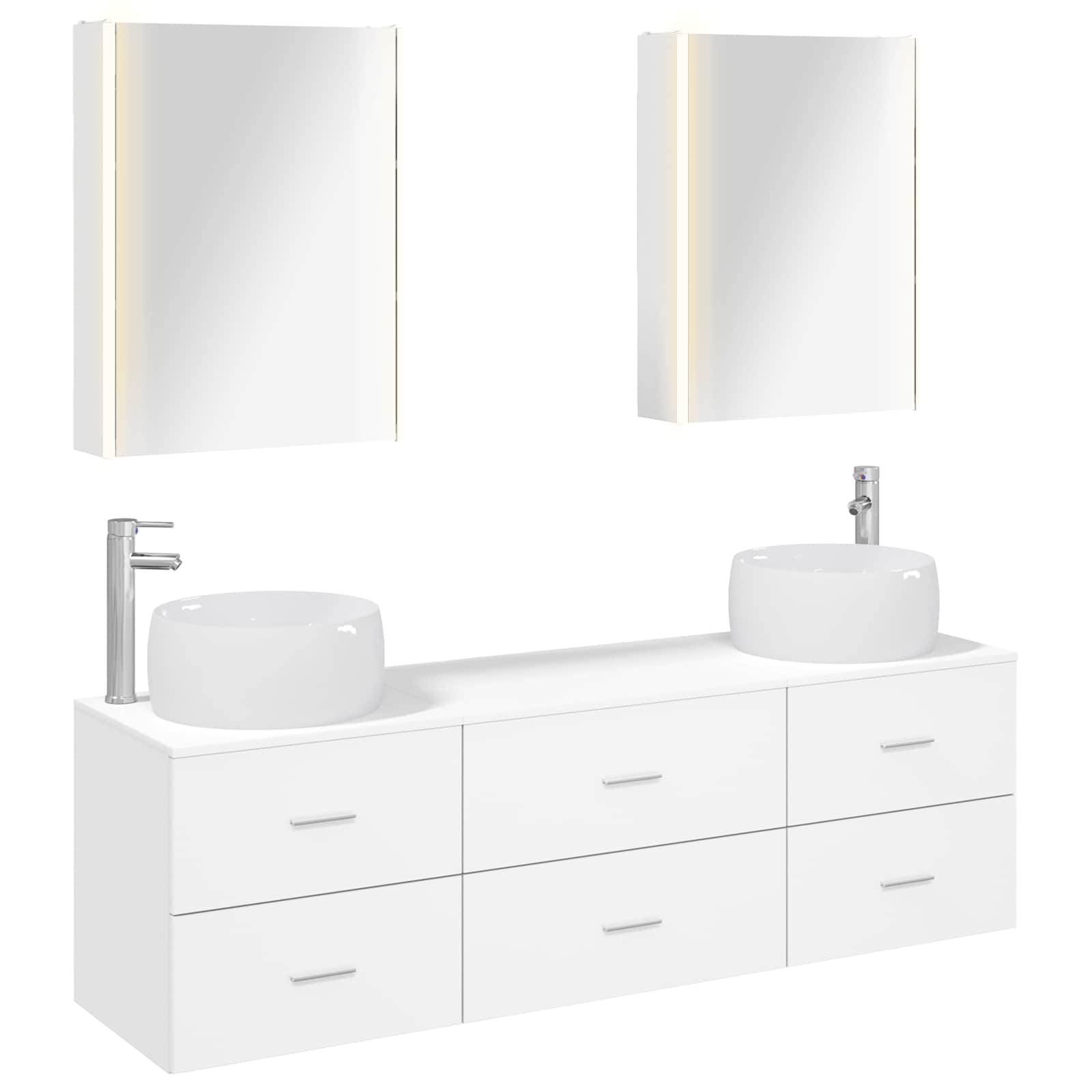vidaXL Badkamermeubelset 5 pcs Wit Bewerkt hout en glas