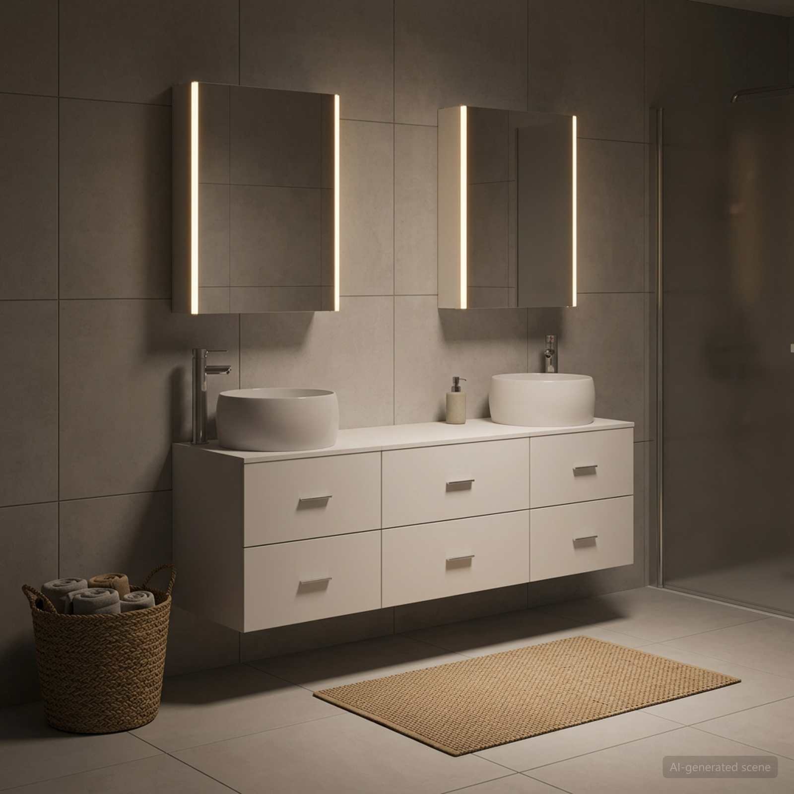 vidaXL Badkamermeubelset 5 pcs Wit Bewerkt hout en glas