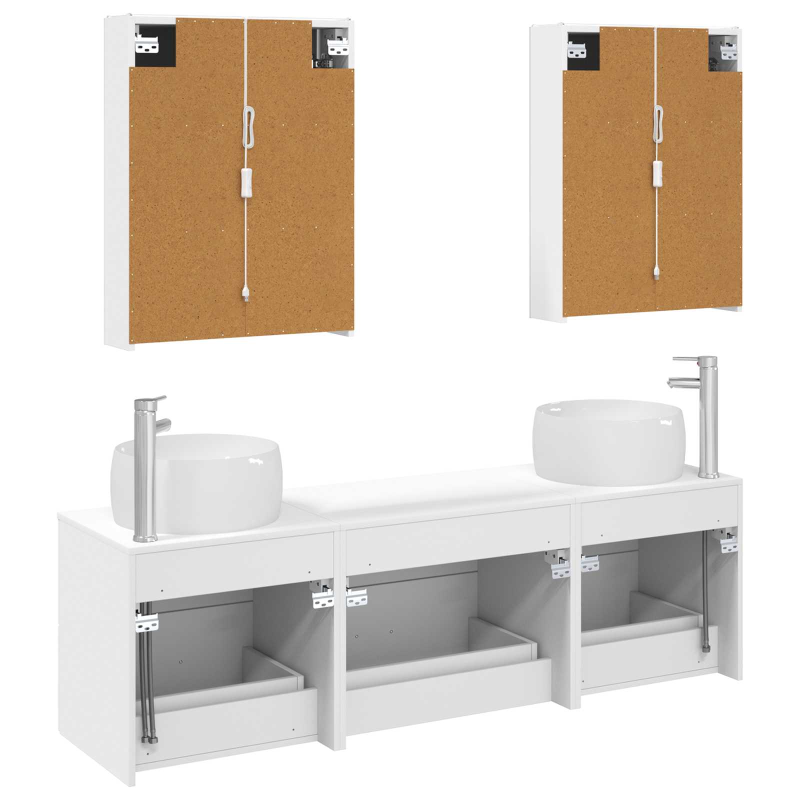 vidaXL Badkamermeubelset 5 pcs Wit Bewerkt hout en glas