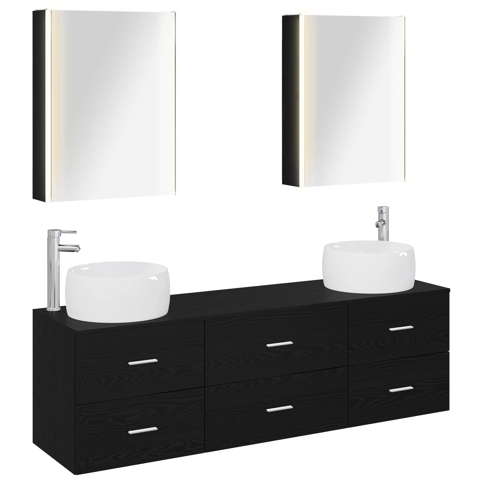 vidaXL Badkamermeubelset 5 pcs Wit Bewerkt hout en glas
