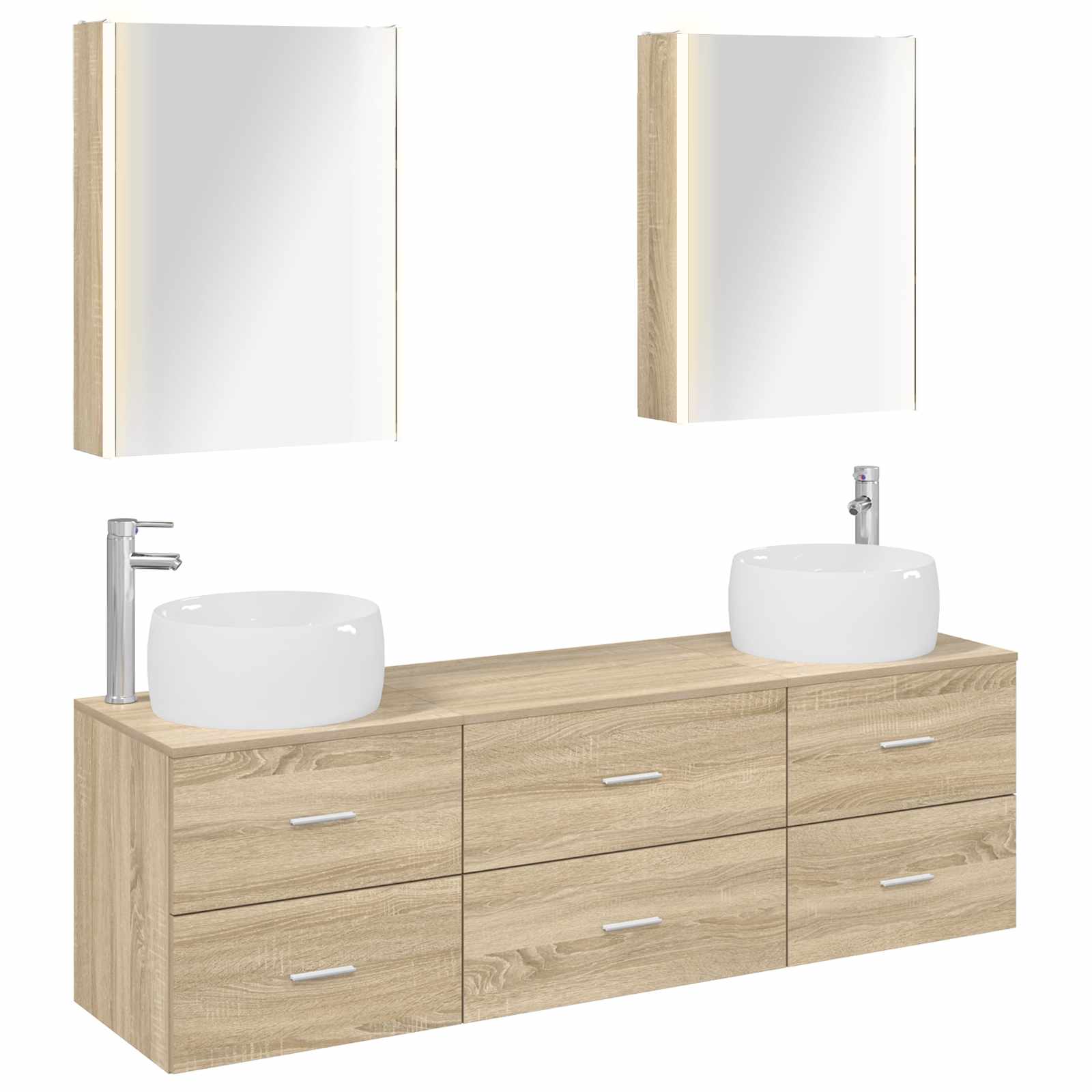 vidaXL Badkamermeubelset 5 pcs Wit Bewerkt hout en glas