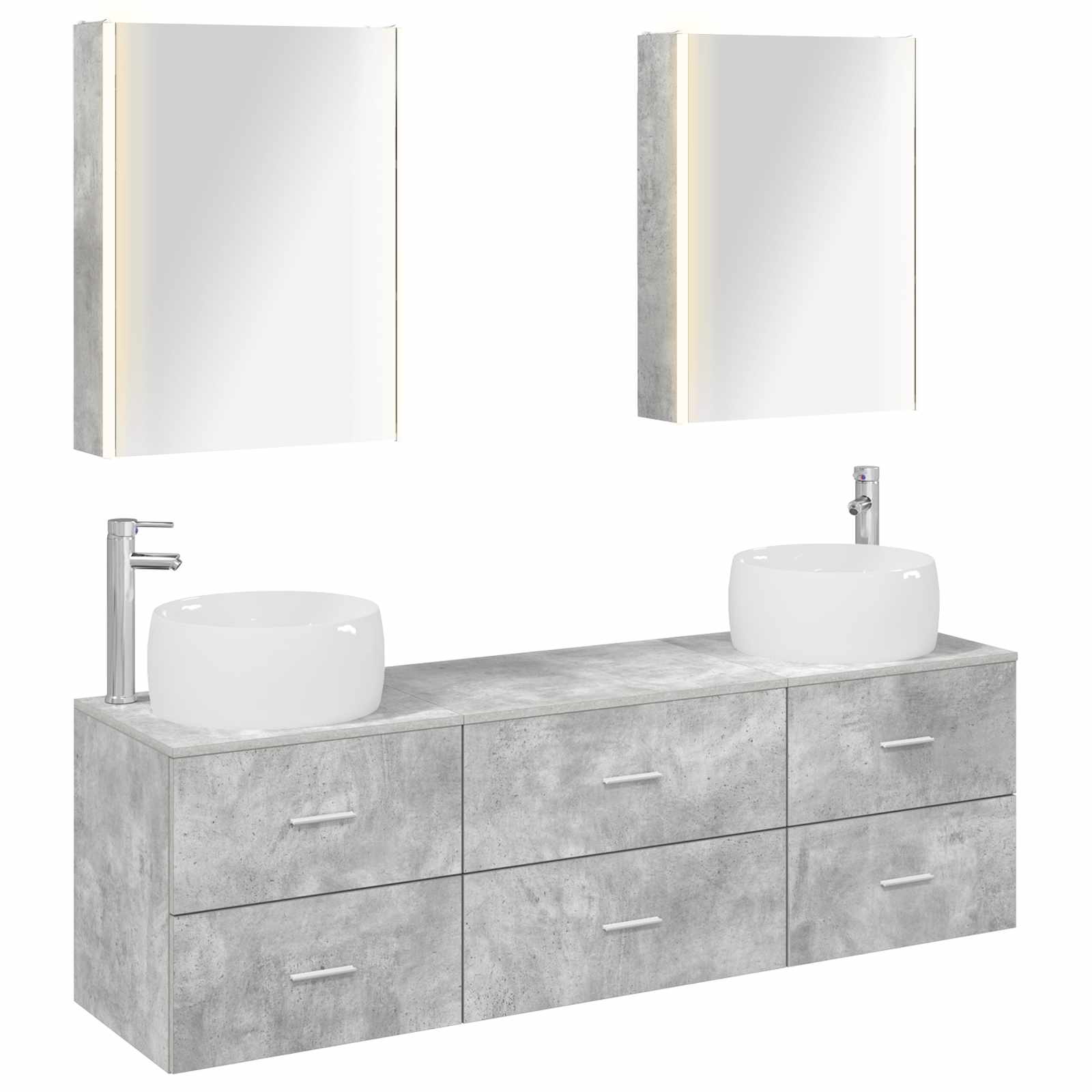 vidaXL Badkamermeubelset 5 pcs Wit Bewerkt hout en glas