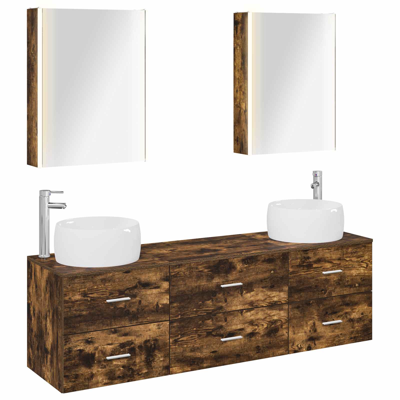 vidaXL Badkamermeubelset 5 pcs Wit Bewerkt hout en glas