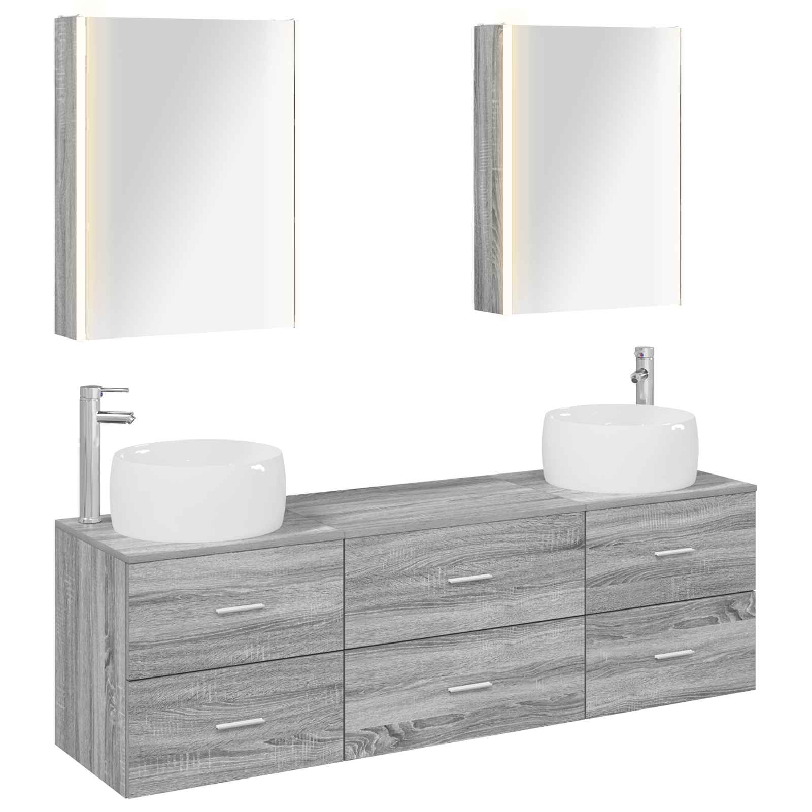 vidaXL Badkamermeubelset 5 pcs Wit Bewerkt hout en glas