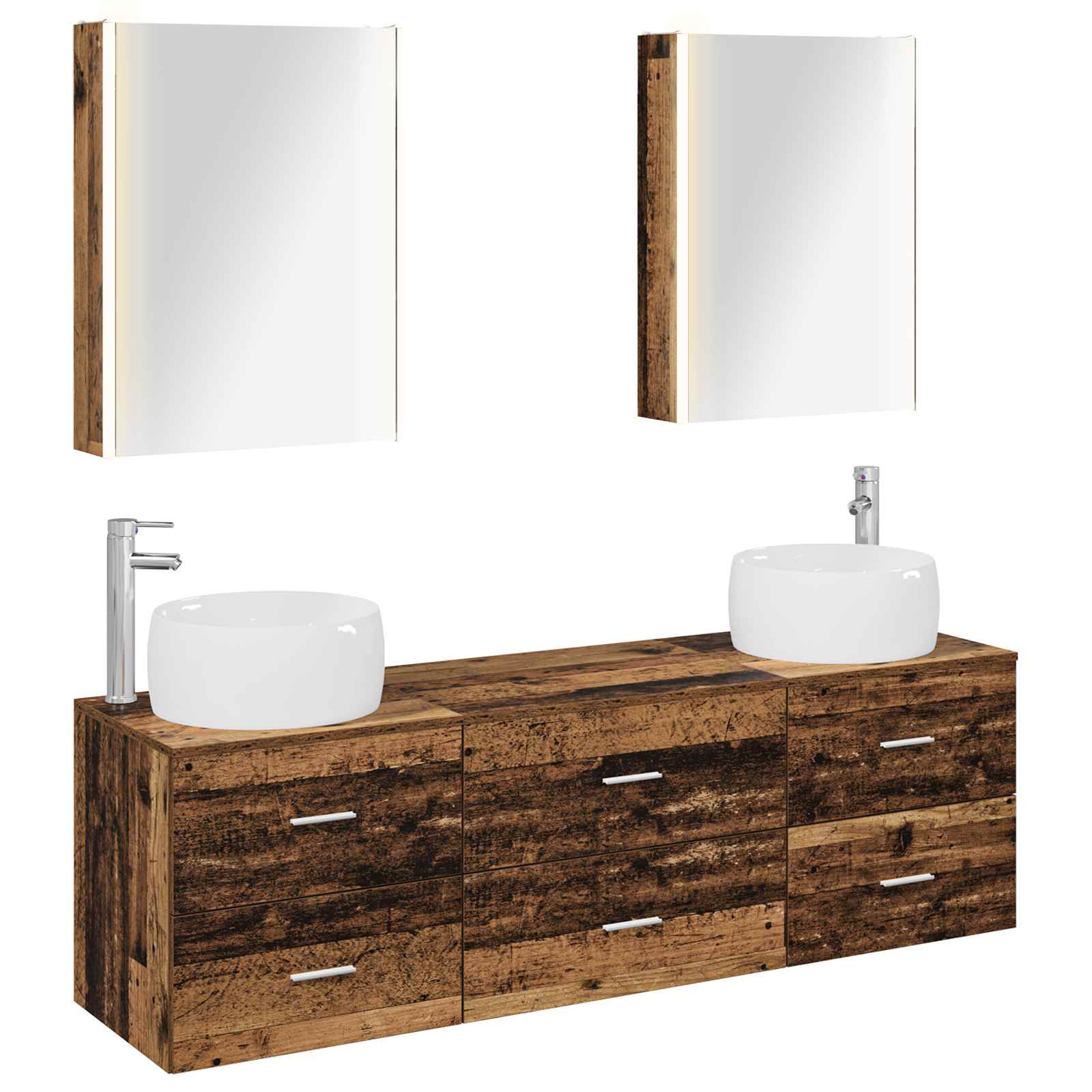 vidaXL Badkamermeubelset 5 pcs Wit Bewerkt hout en glas