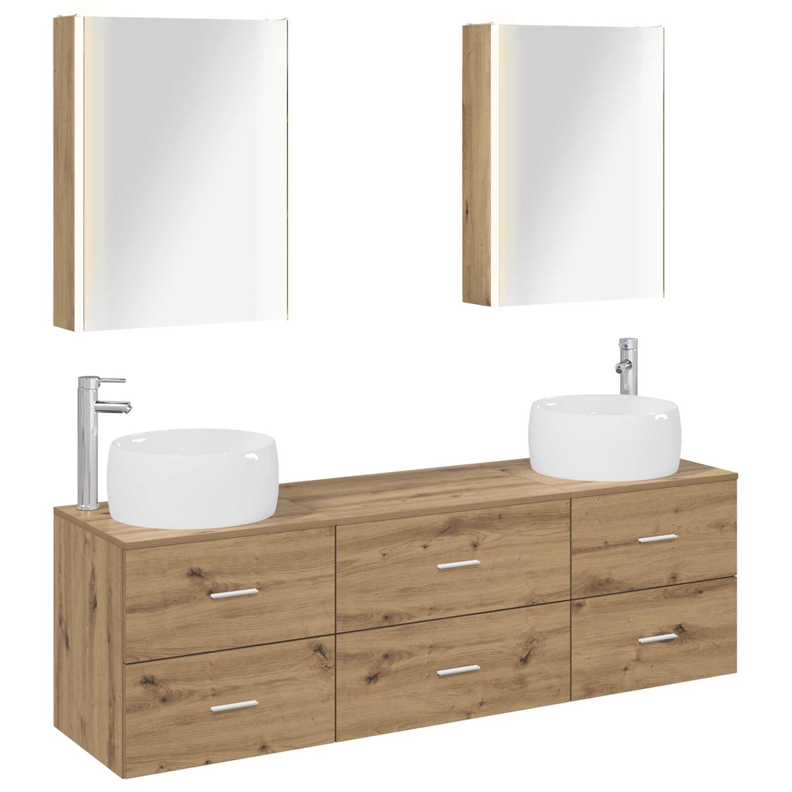 vidaXL Badkamermeubelset 5 pcs Wit Bewerkt hout en glas