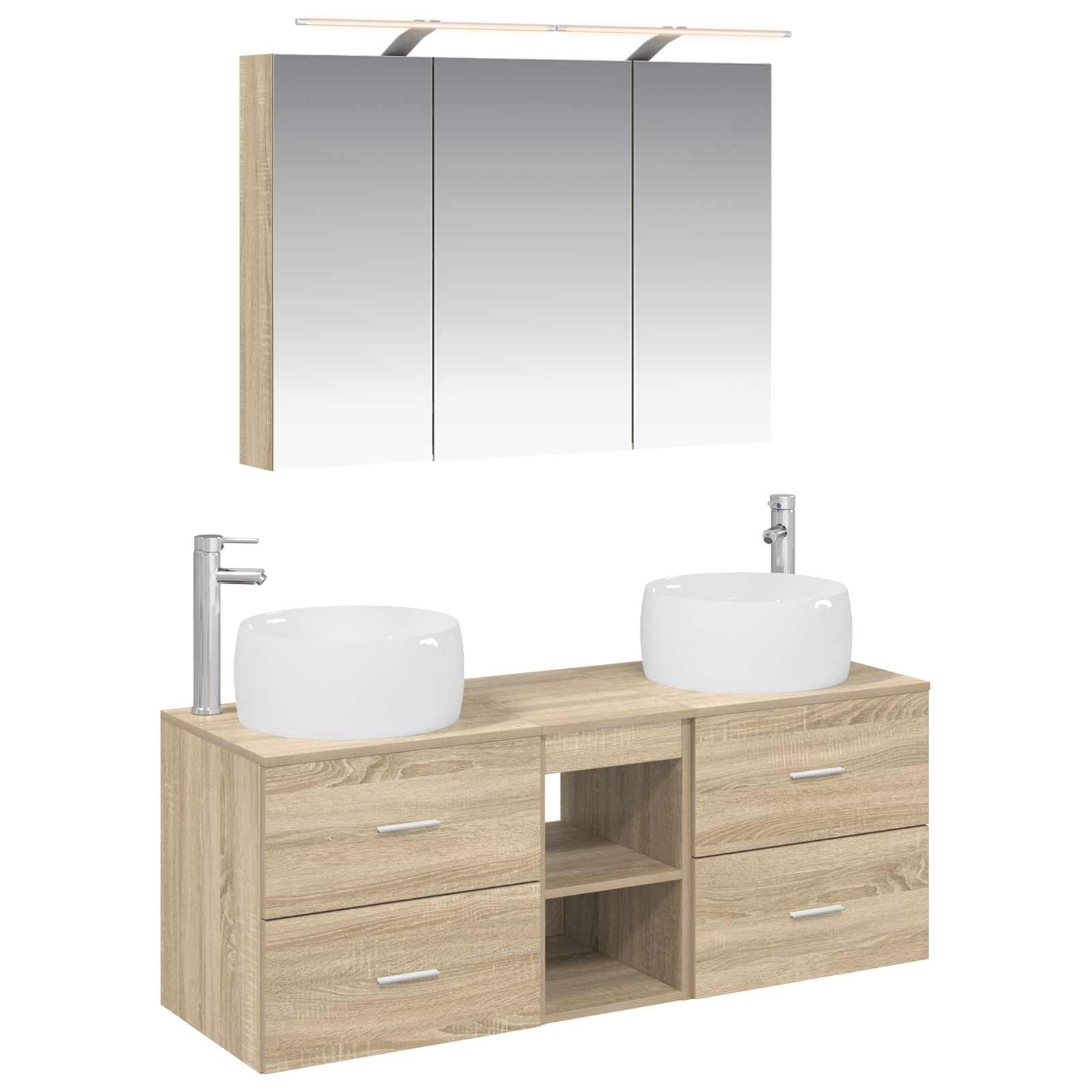 vidaXL Badkamermeubelset 4 pcs Wit Bewerkt hout en glas