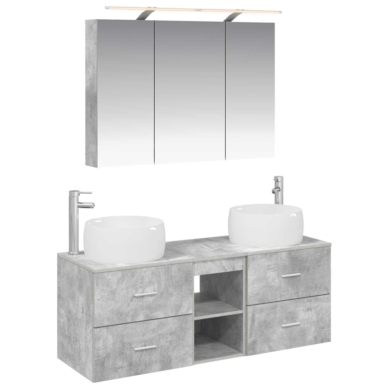 vidaXL Badkamermeubelset 4 pcs Wit Bewerkt hout en glas