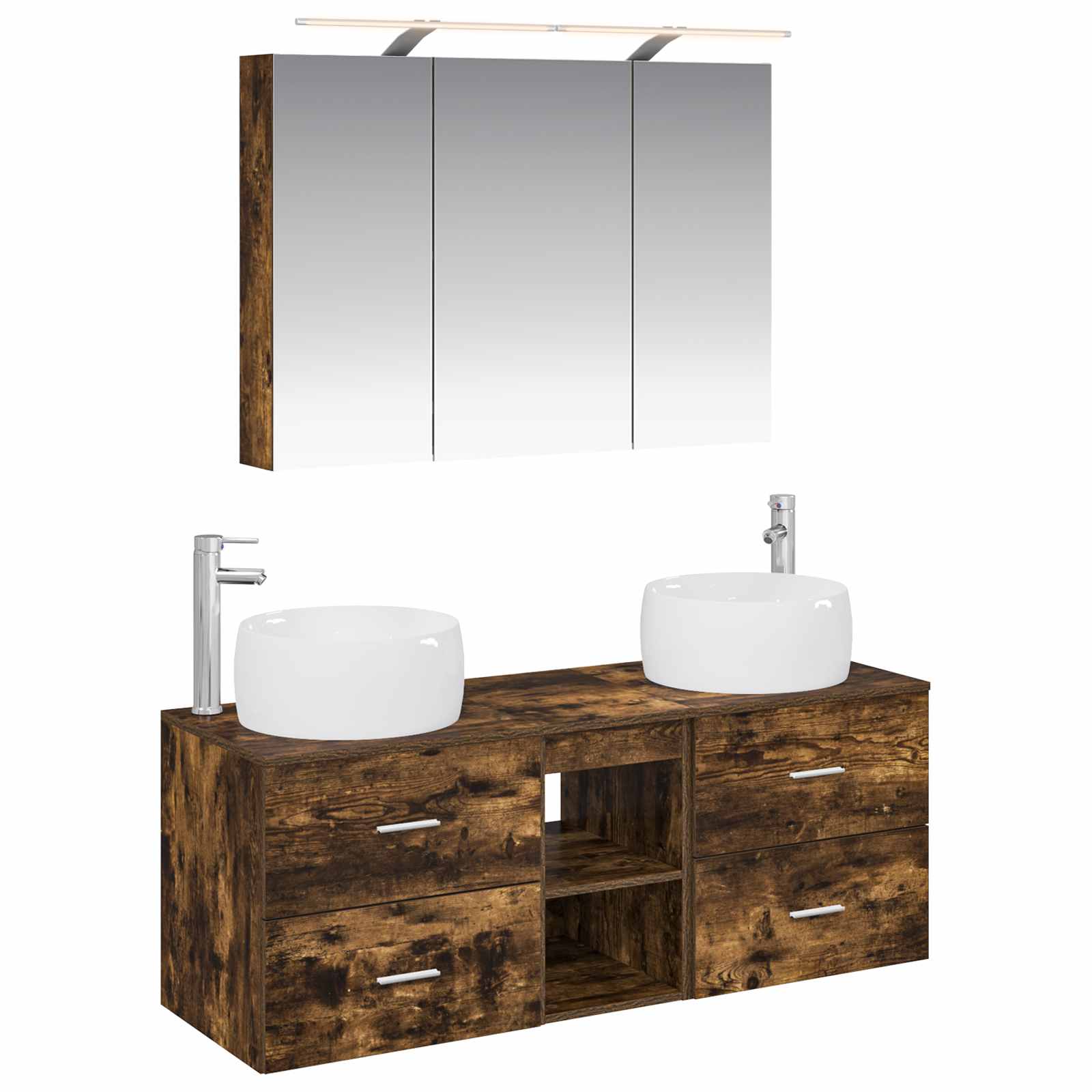 vidaXL Badkamermeubelset 4 pcs Wit Bewerkt hout en glas