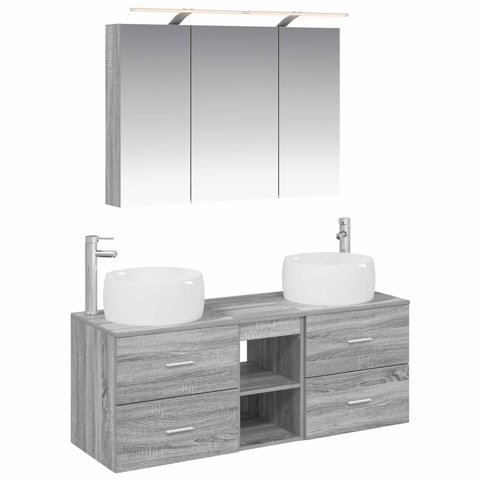 vidaXL Badkamermeubelset 4 pcs Wit Bewerkt hout en glas