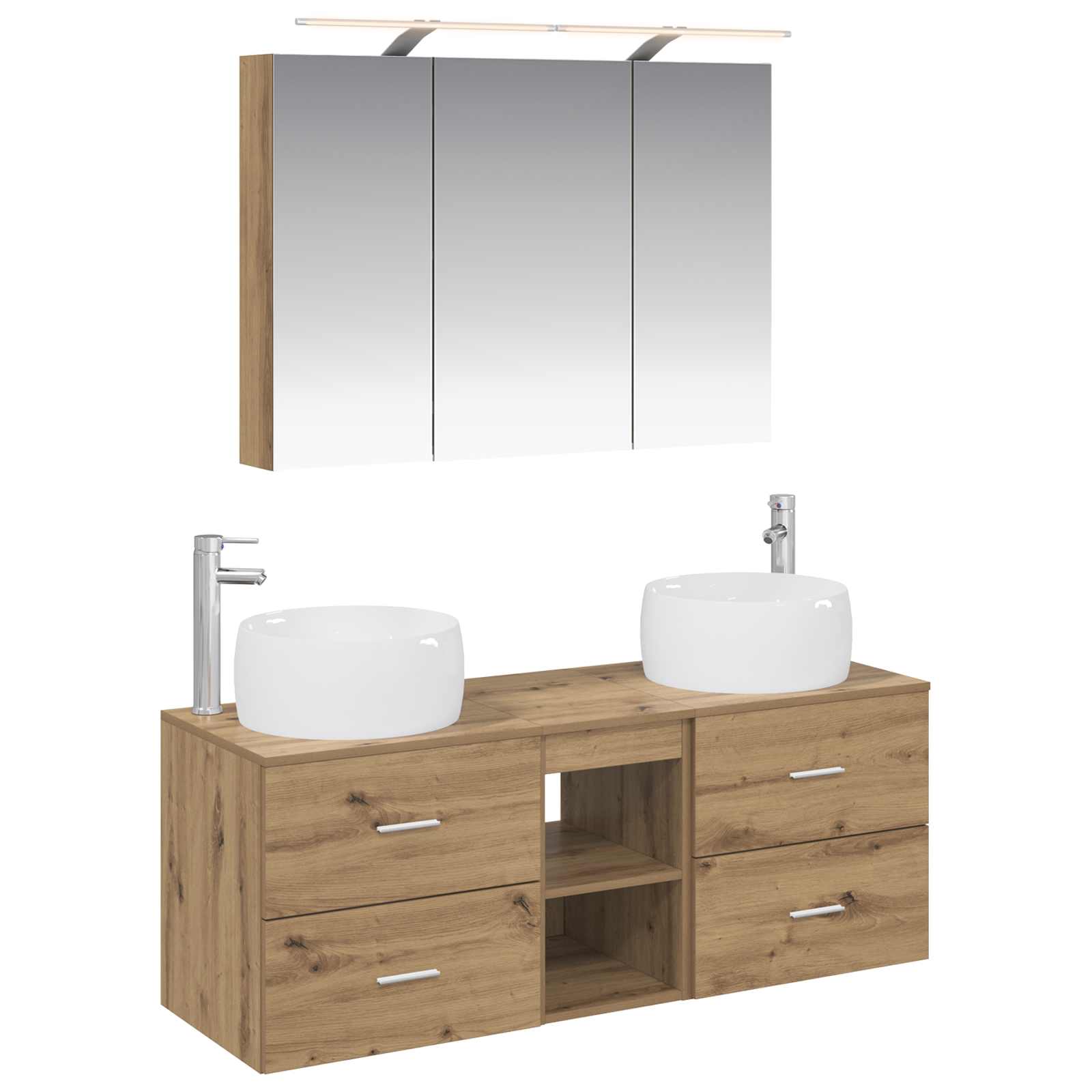 vidaXL Badkamermeubelset 4 pcs Wit Bewerkt hout en glas