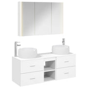 vidaXL Badkamermeubelset 4 pcs Wit Bewerkt hout en glas