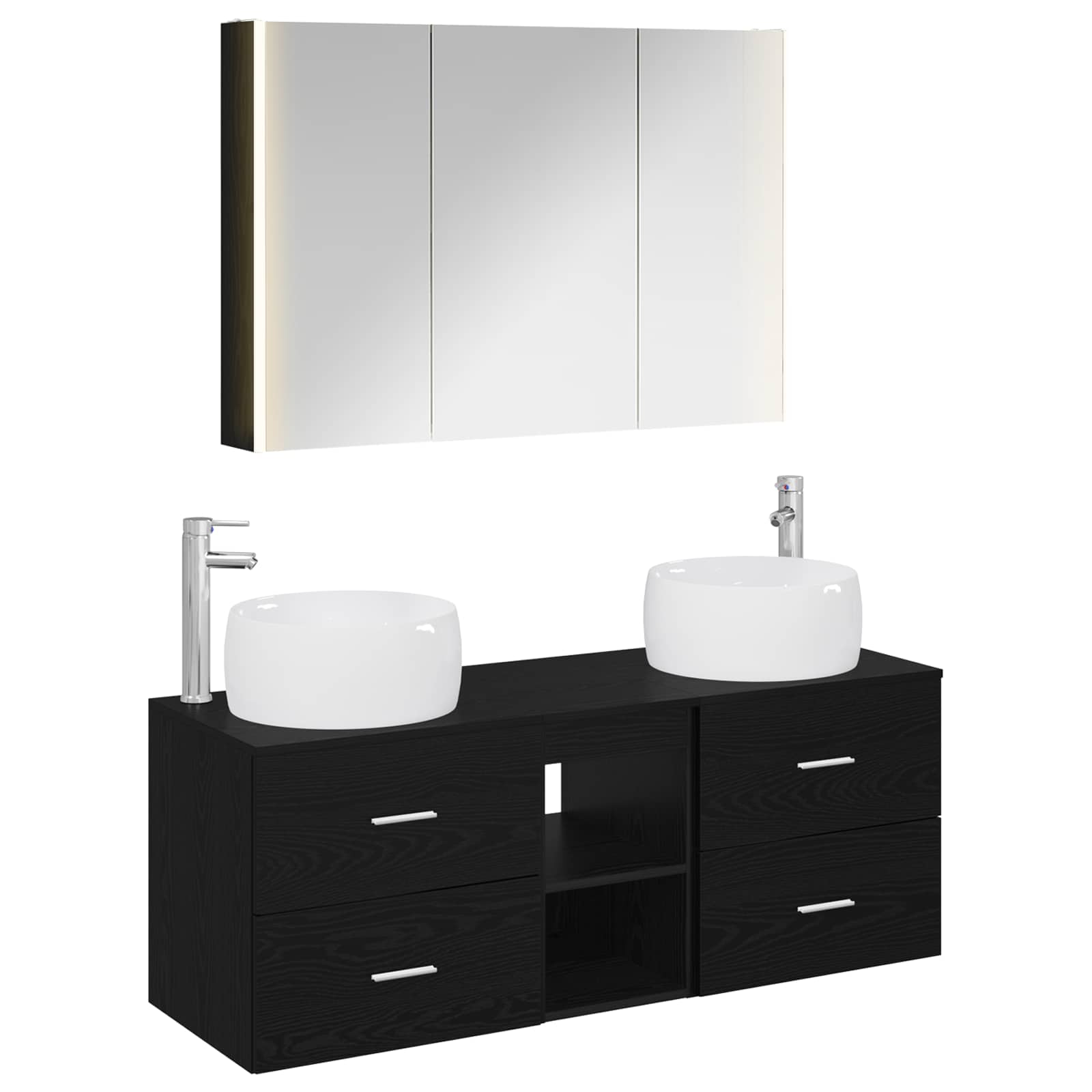 vidaXL Badkamermeubelset 4 pcs Wit Bewerkt hout en glas