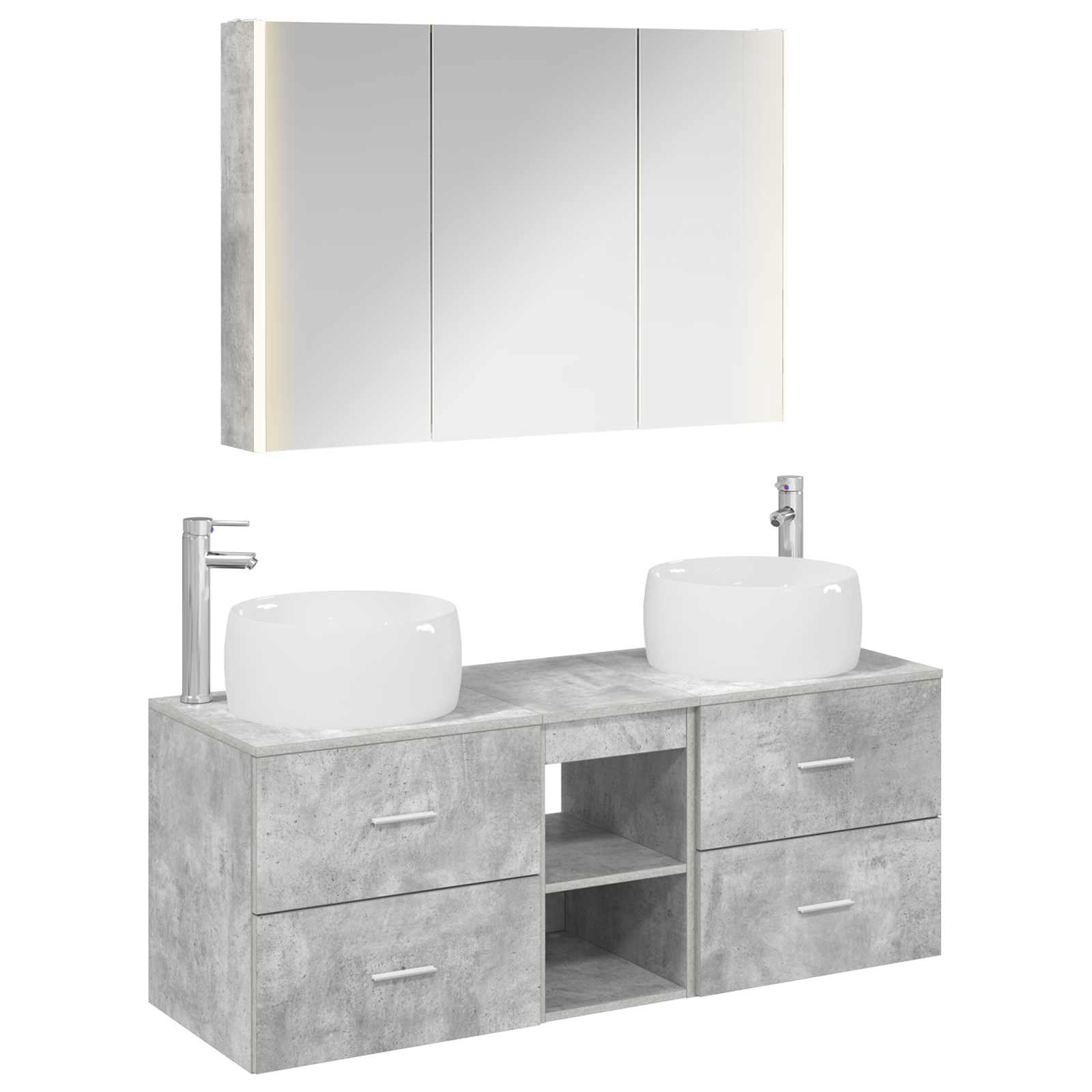 vidaXL Badkamermeubelset 4 pcs Wit Bewerkt hout en glas