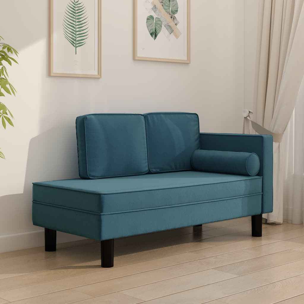 vidaXL Chaise longue met kussens en bolster fluweel lichtgrijs
