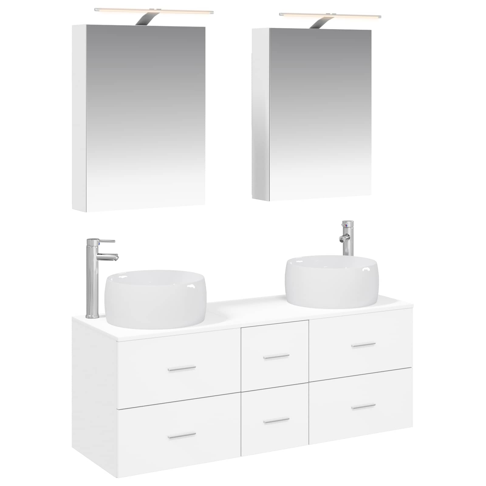 vidaXL Badkamermeubelset 5 pcs Wit Bewerkt hout en glas