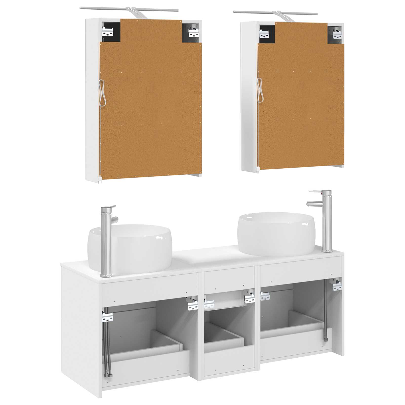 vidaXL Badkamermeubelset 5 pcs Wit Bewerkt hout en glas