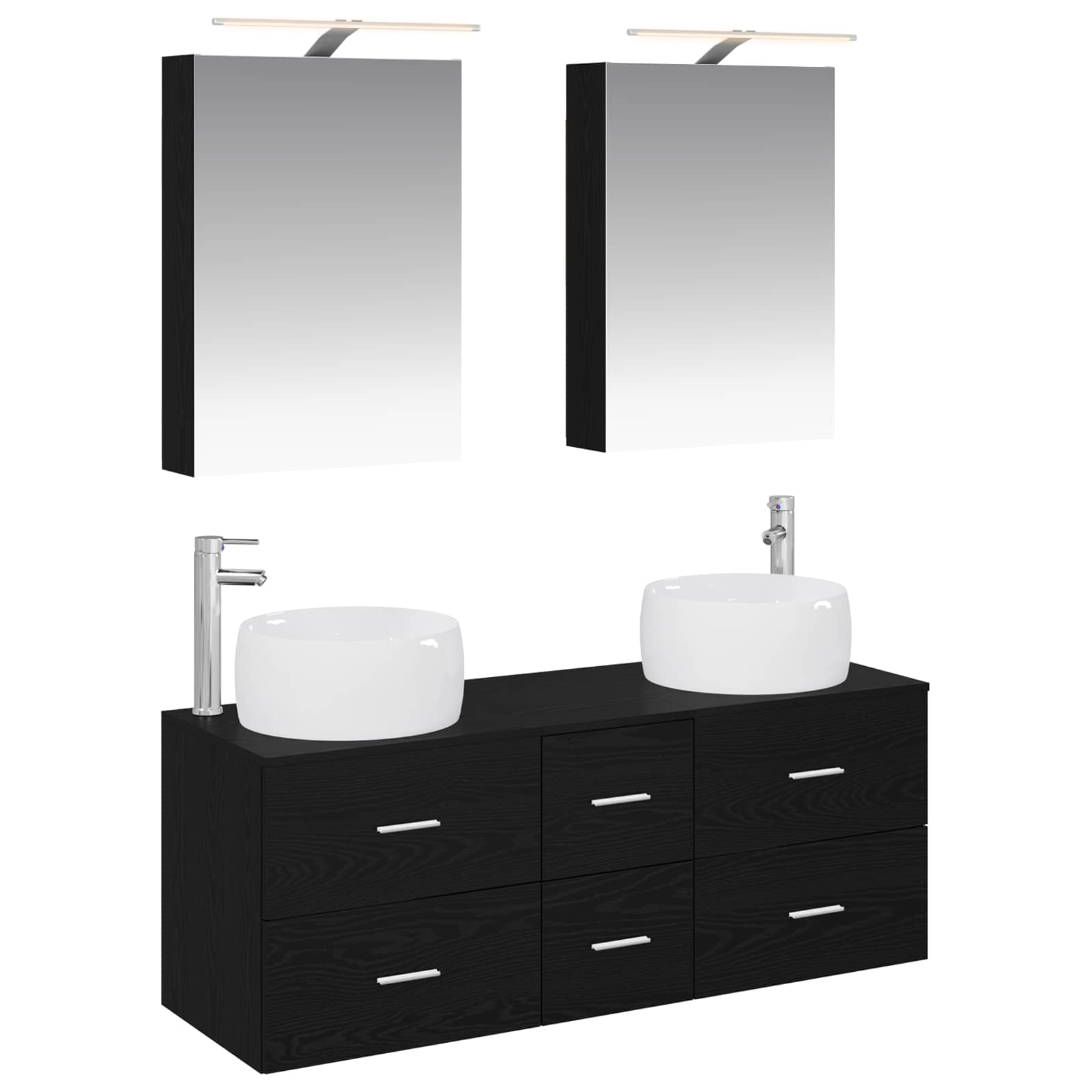 vidaXL Badkamermeubelset 5 pcs Wit Bewerkt hout en glas