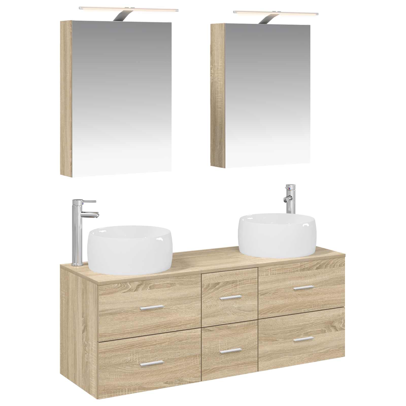 vidaXL Badkamermeubelset 5 pcs Wit Bewerkt hout en glas
