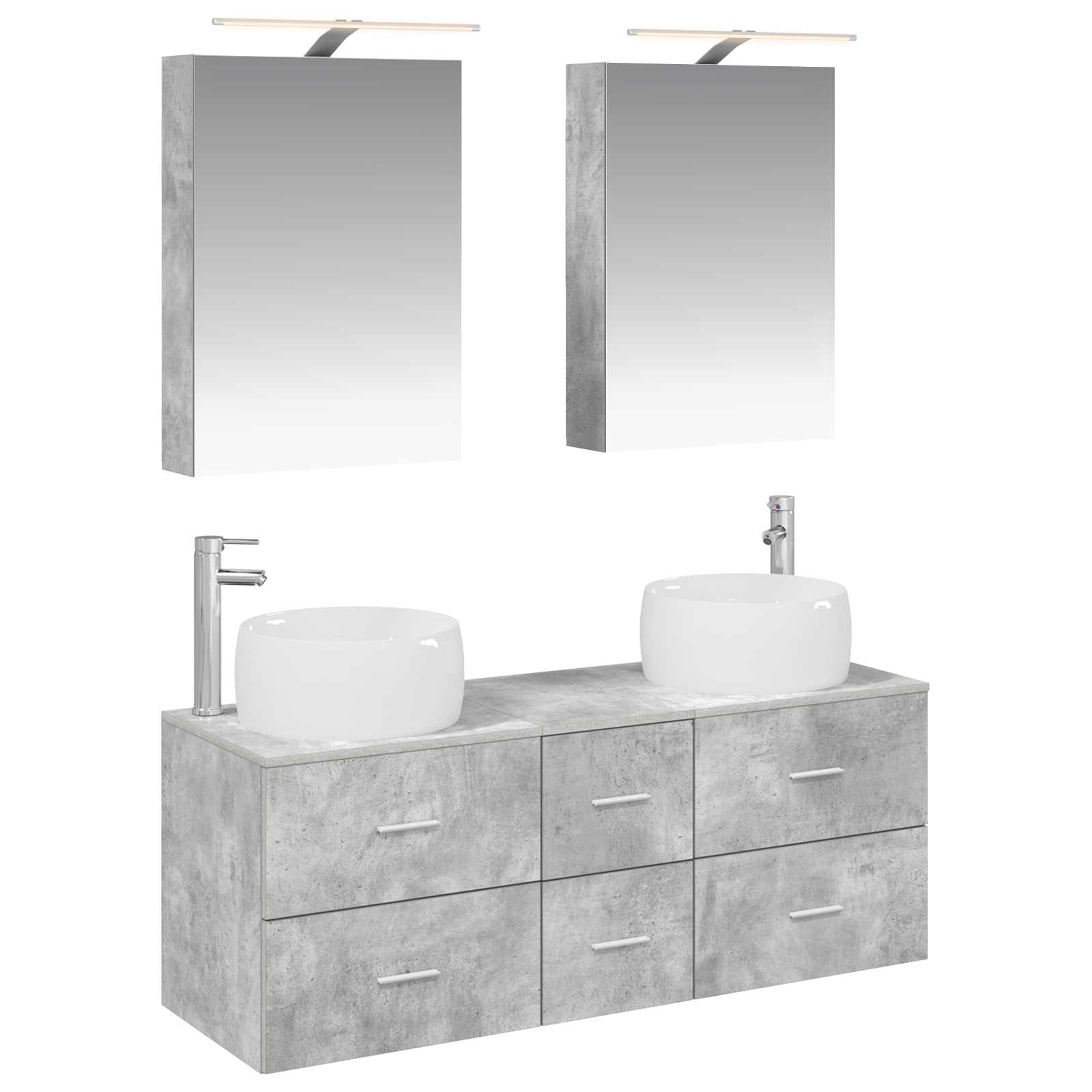 vidaXL Badkamermeubelset 5 pcs Wit Bewerkt hout en glas