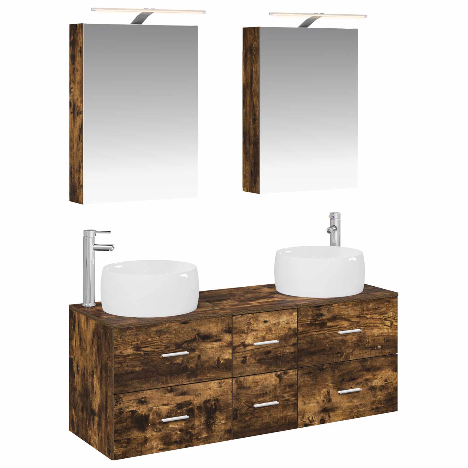 vidaXL Badkamermeubelset 5 pcs Wit Bewerkt hout en glas
