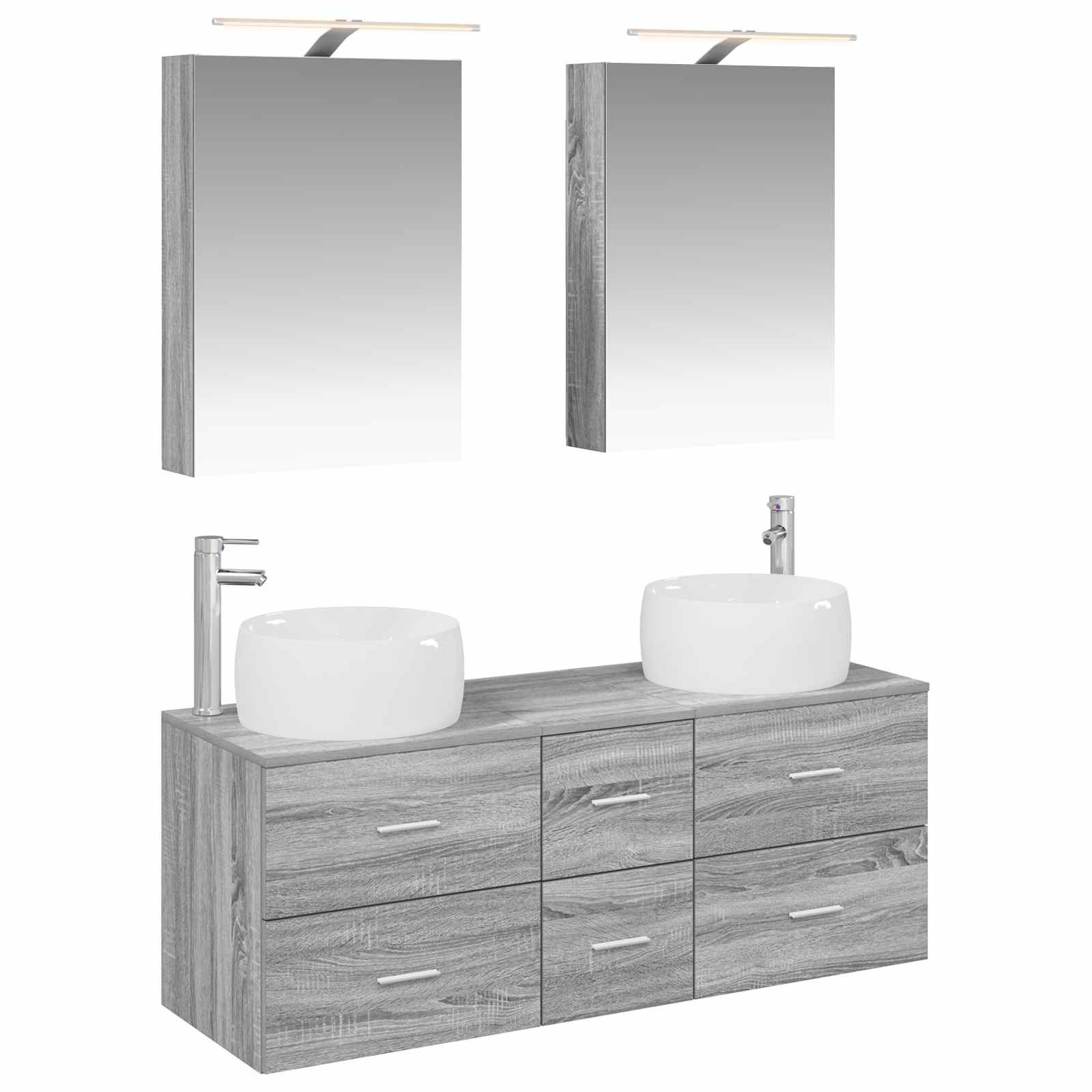 vidaXL Badkamermeubelset 5 pcs Wit Bewerkt hout en glas