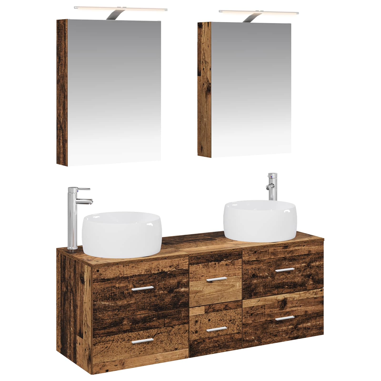 vidaXL Badkamermeubelset 5 pcs Wit Bewerkt hout en glas