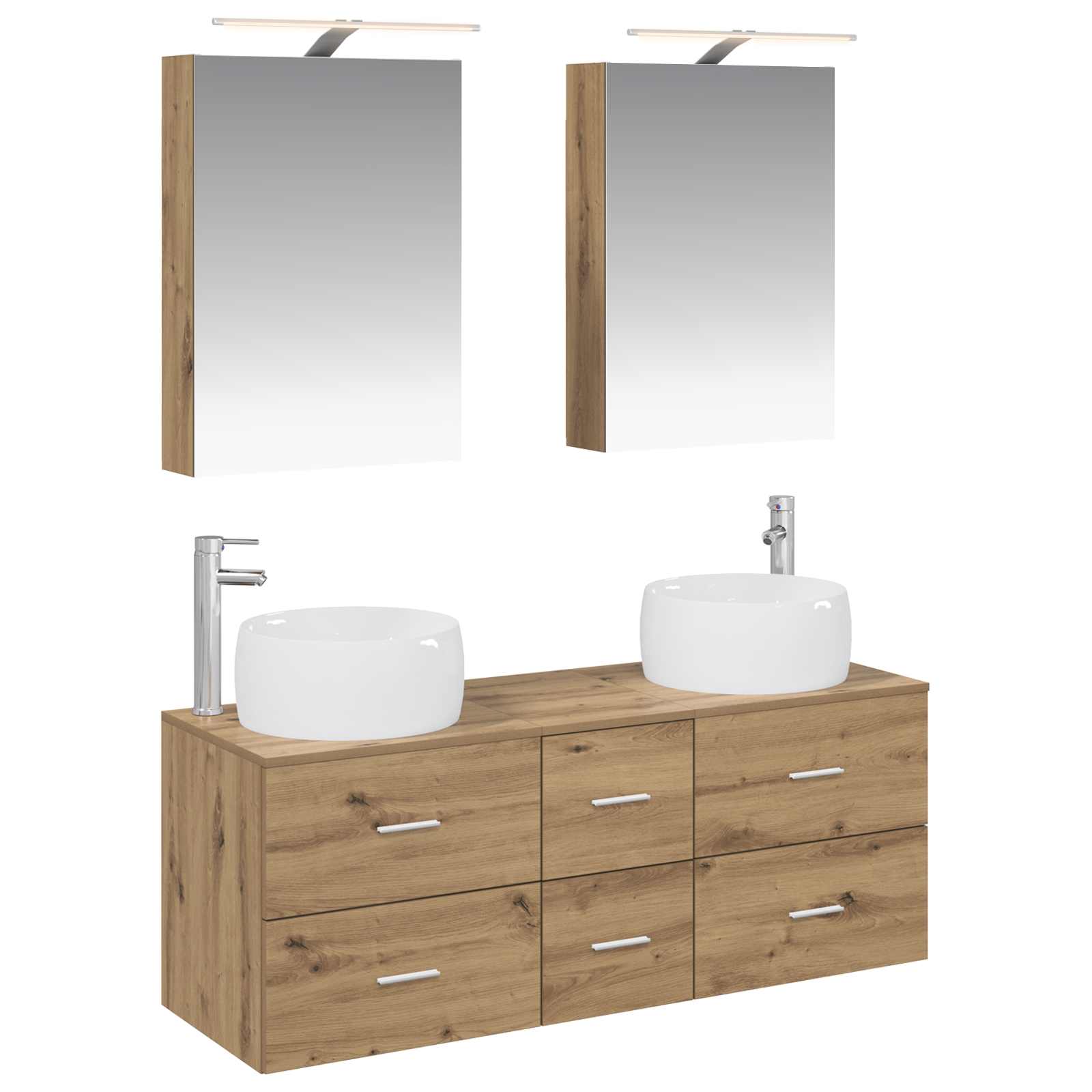 vidaXL Badkamermeubelset 5 pcs Wit Bewerkt hout en glas