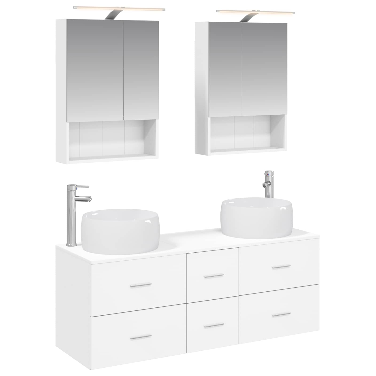 vidaXL Badkamermeubelset 5 pcs Wit Bewerkt hout en glas