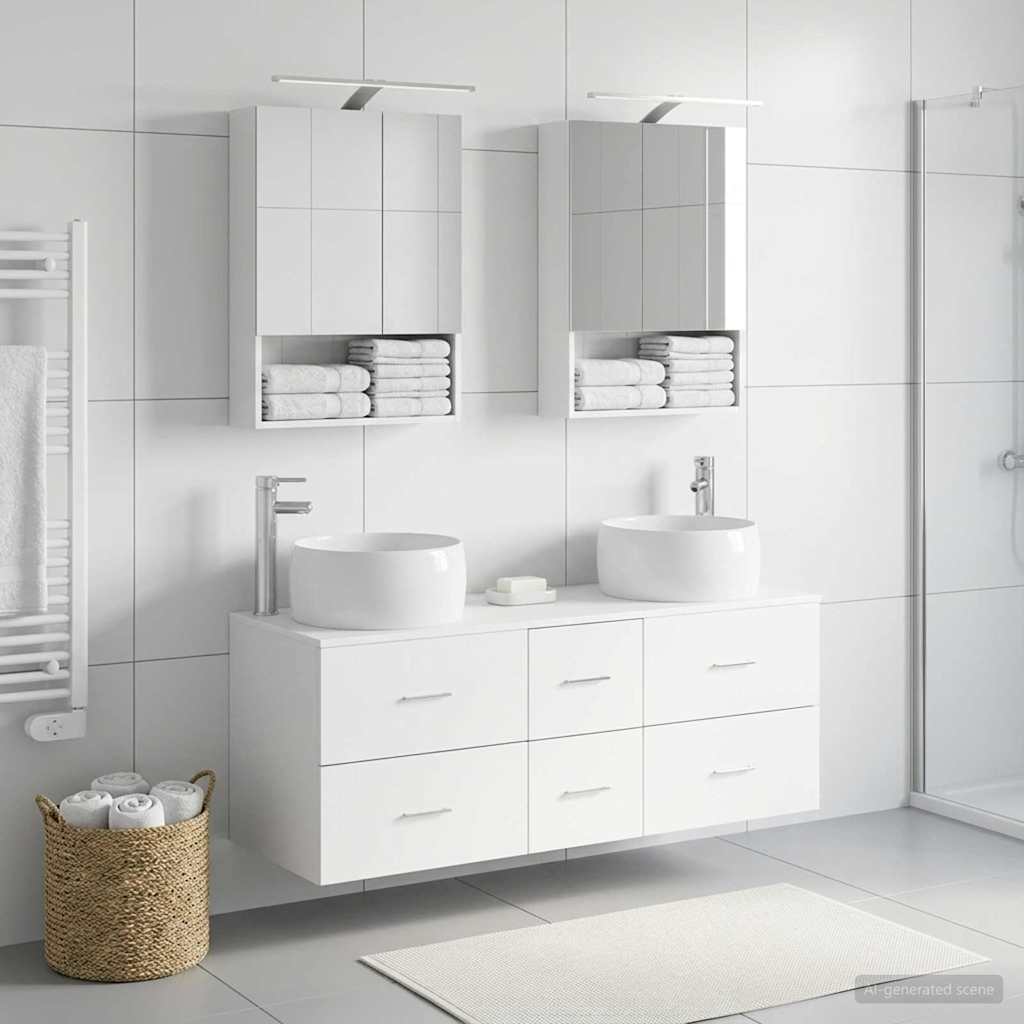 vidaXL Badkamermeubelset 5 pcs Wit Bewerkt hout en glas