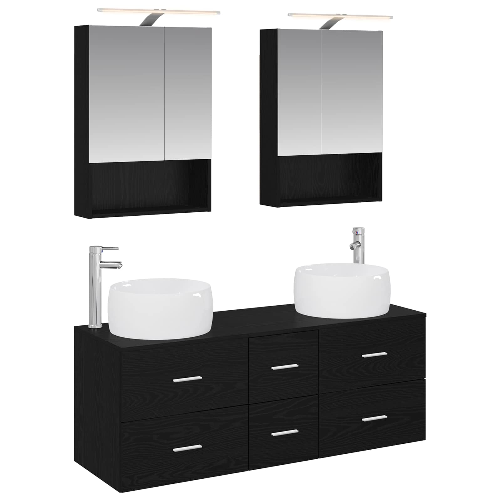 vidaXL Badkamermeubelset 5 pcs Wit Bewerkt hout en glas