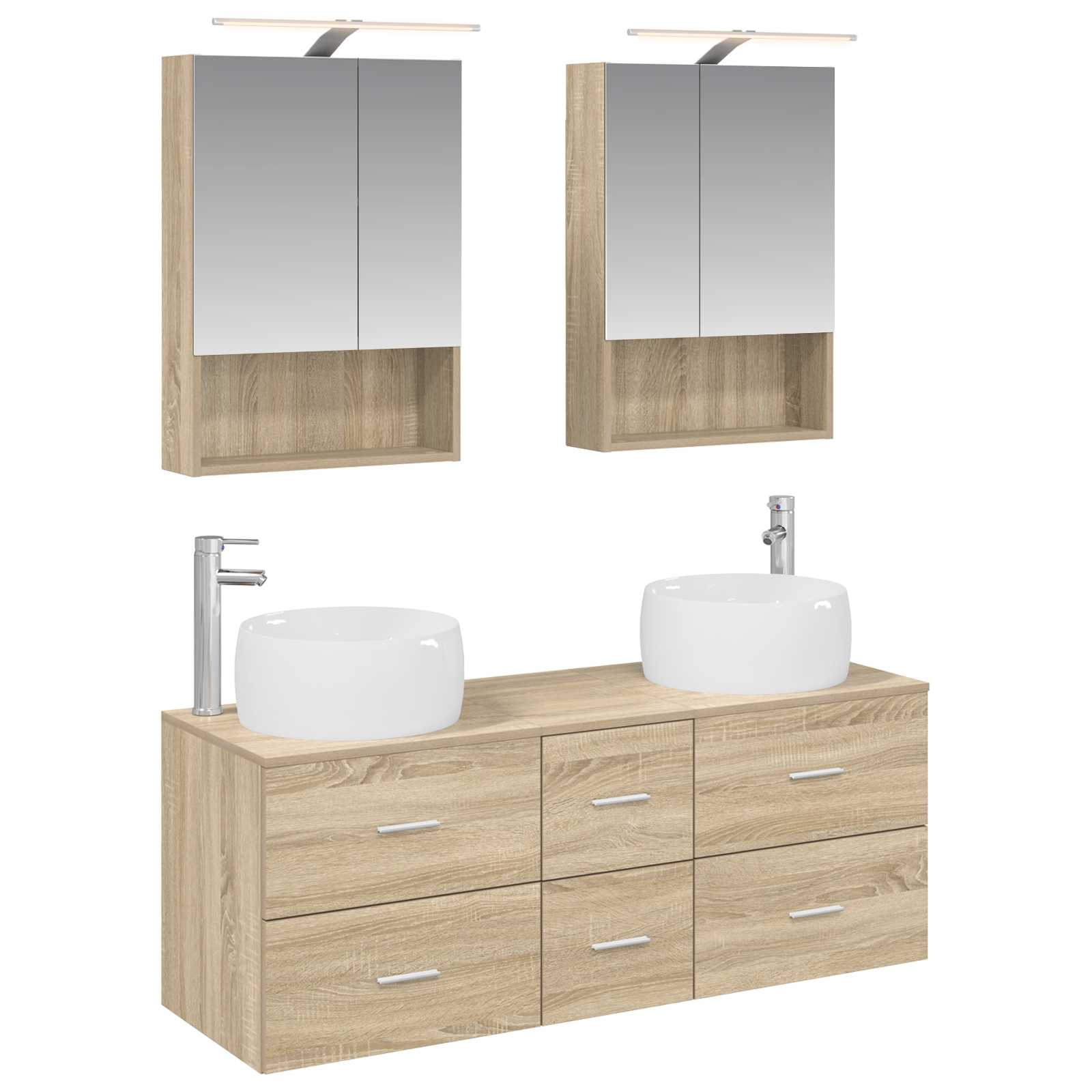 vidaXL Badkamermeubelset 5 pcs Wit Bewerkt hout en glas