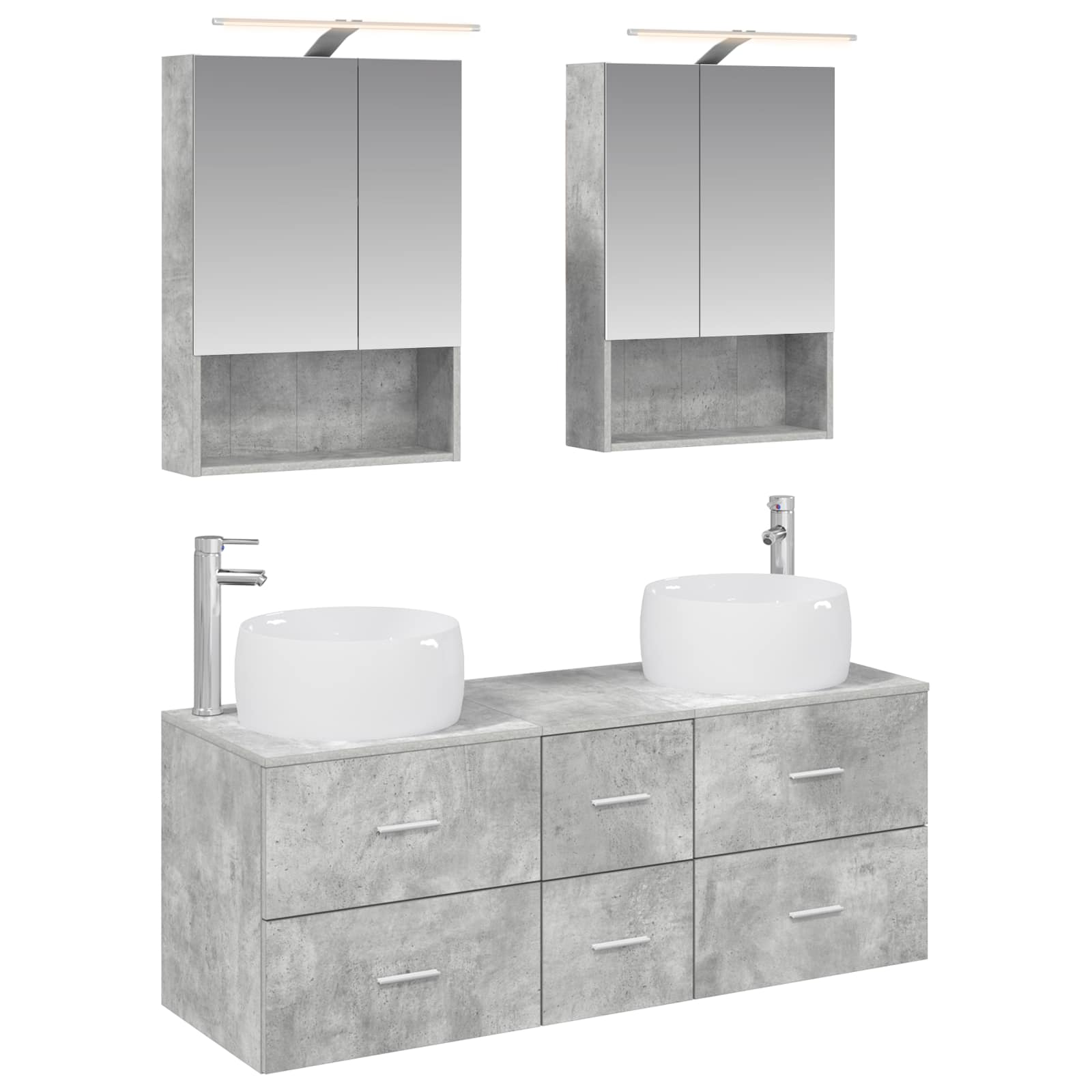 vidaXL Badkamermeubelset 5 pcs Wit Bewerkt hout en glas