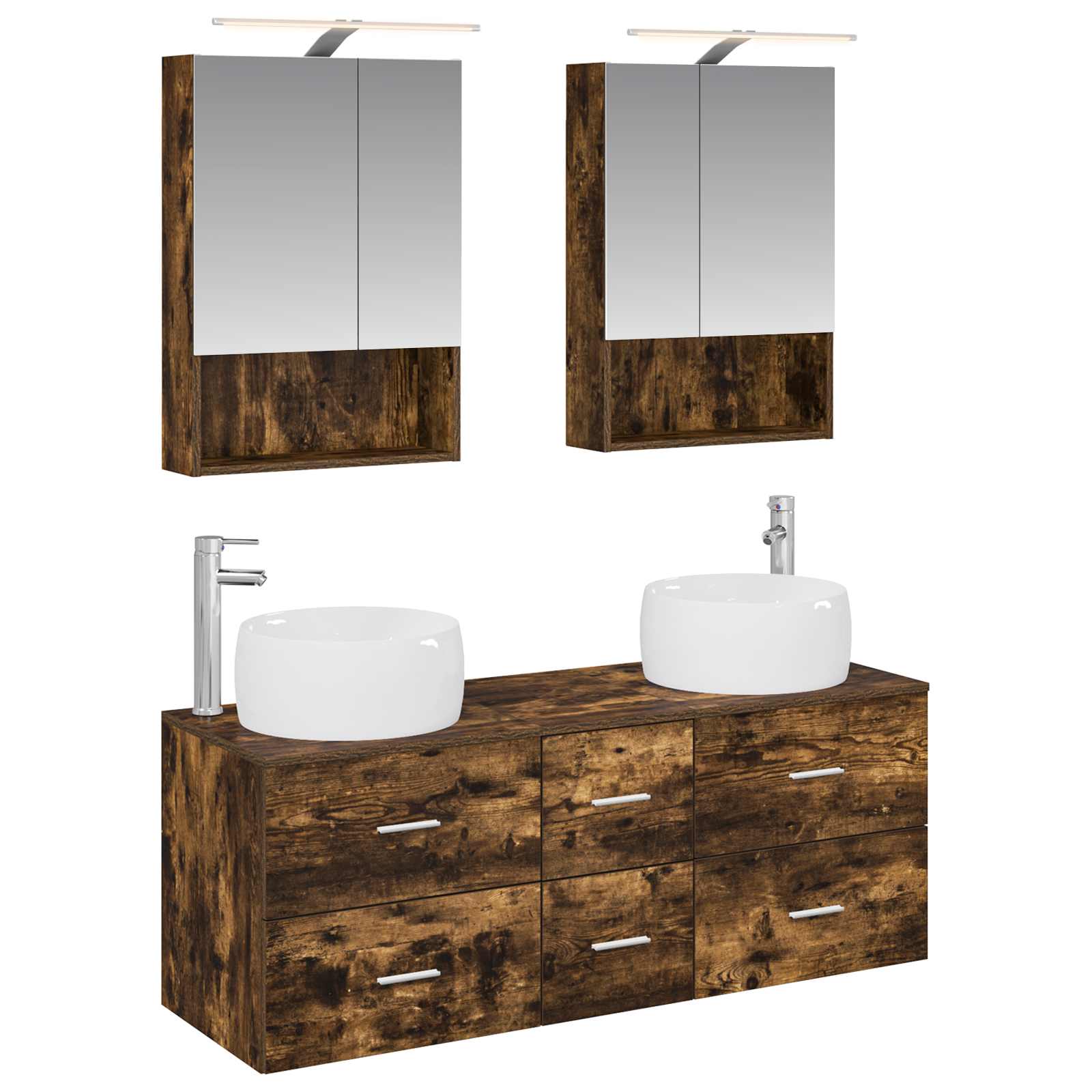 vidaXL Badkamermeubelset 5 pcs Wit Bewerkt hout en glas