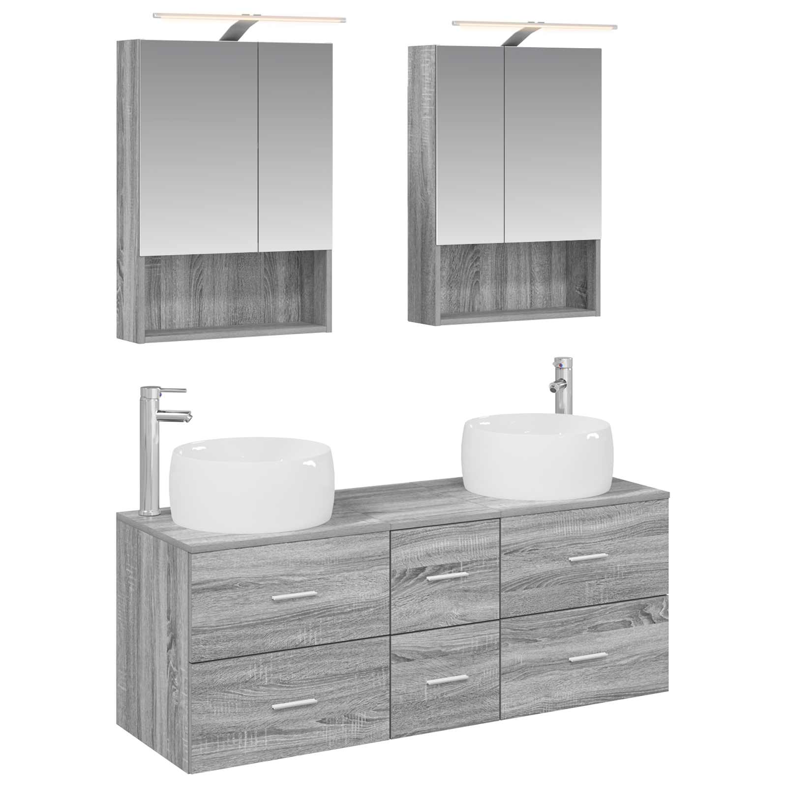 vidaXL Badkamermeubelset 5 pcs Wit Bewerkt hout en glas