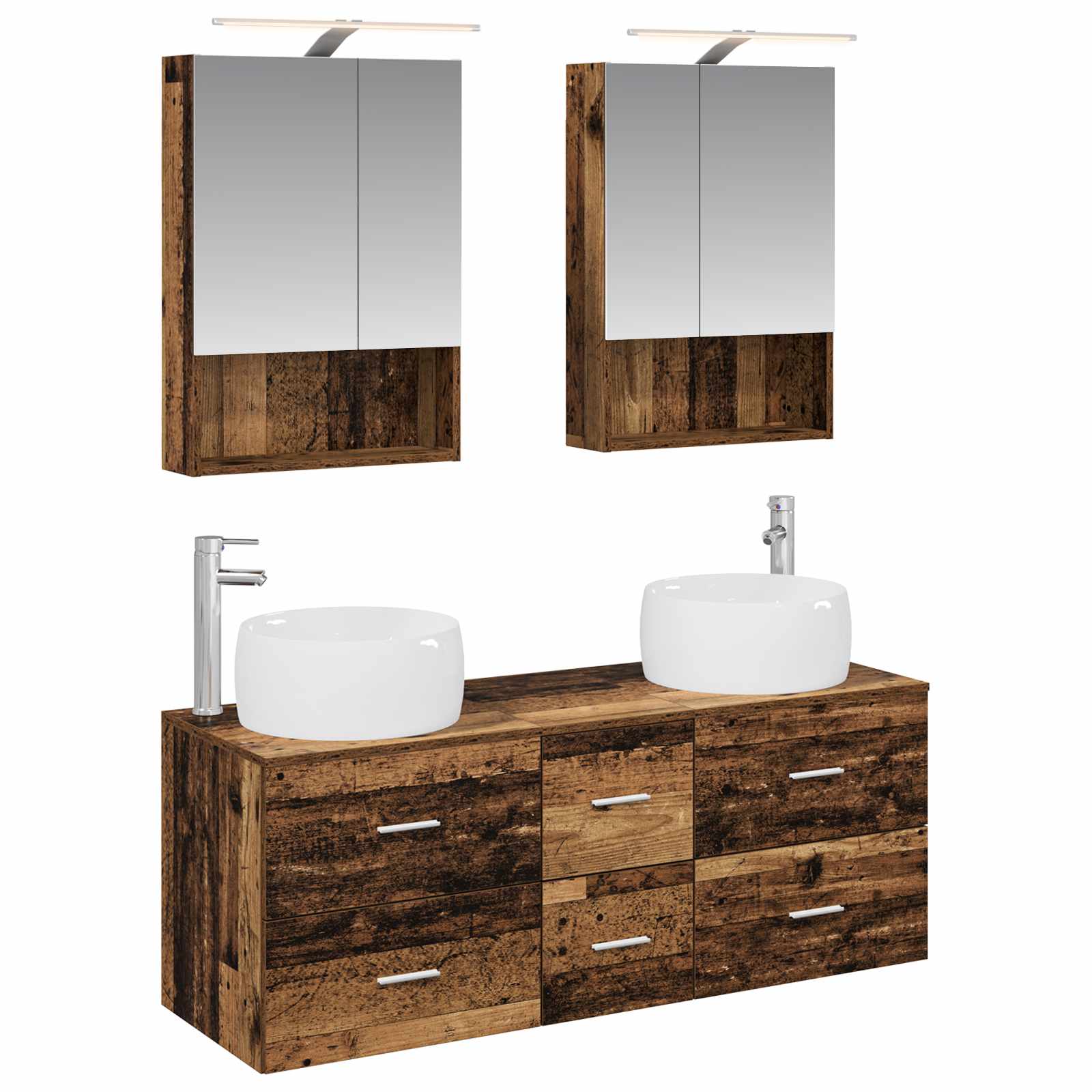 vidaXL Badkamermeubelset 5 pcs Wit Bewerkt hout en glas