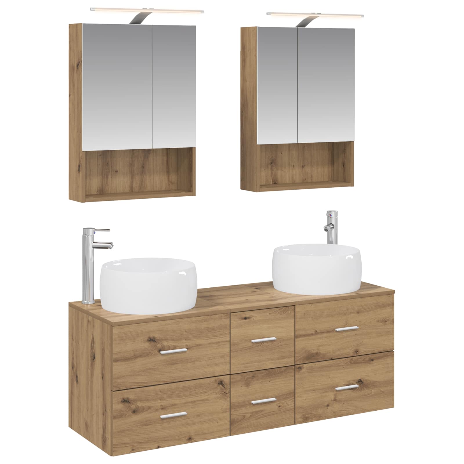 vidaXL Badkamermeubelset 5 pcs Wit Bewerkt hout en glas