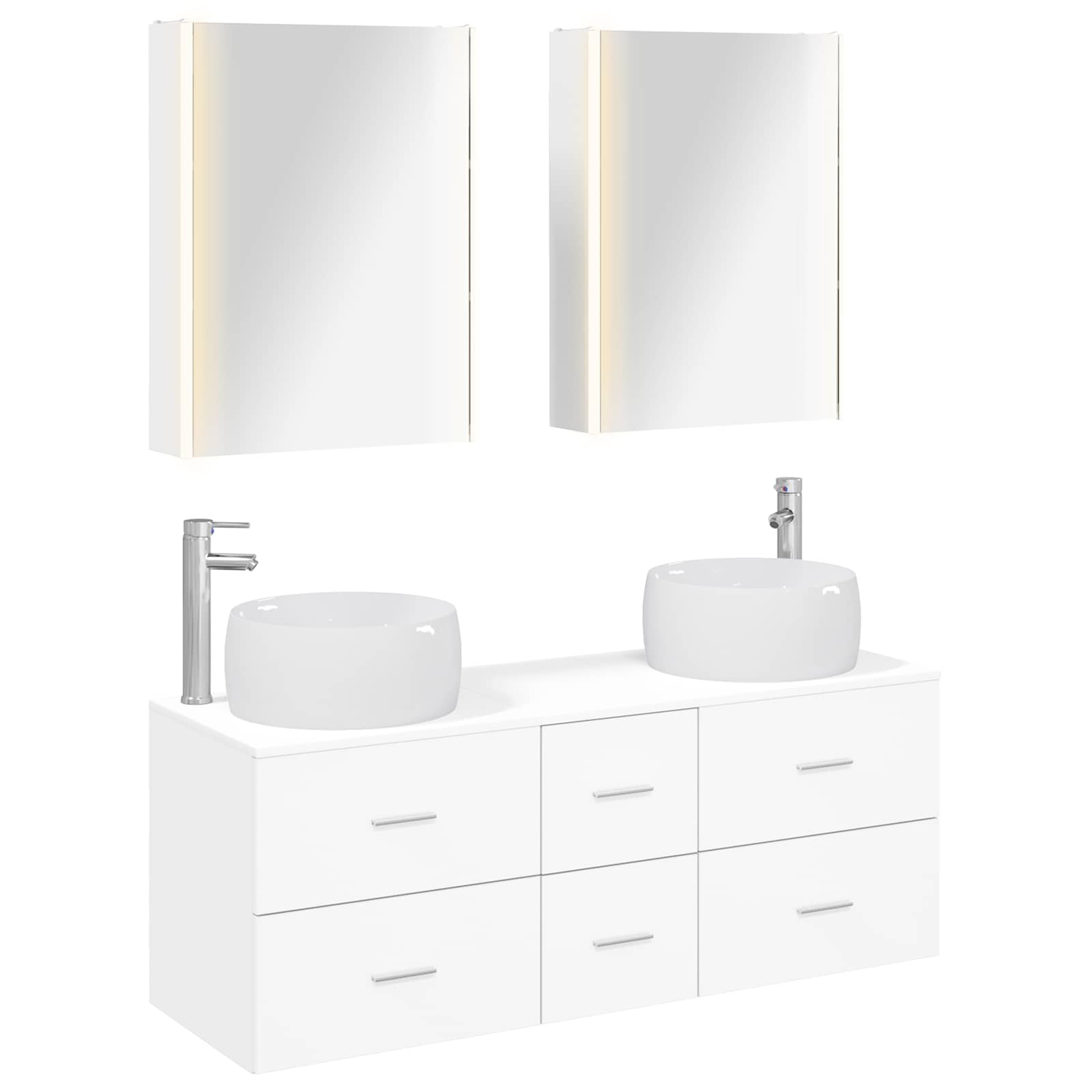 vidaXL Badkamermeubelset 5 pcs Wit Bewerkt hout en glas