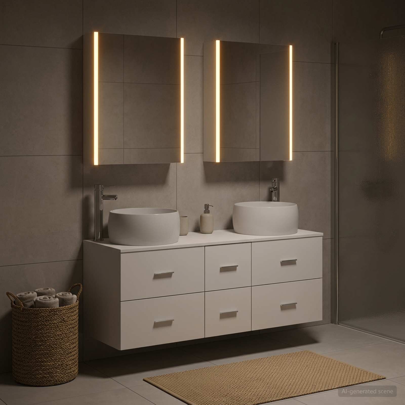 vidaXL Badkamermeubelset 5 pcs Wit Bewerkt hout en glas