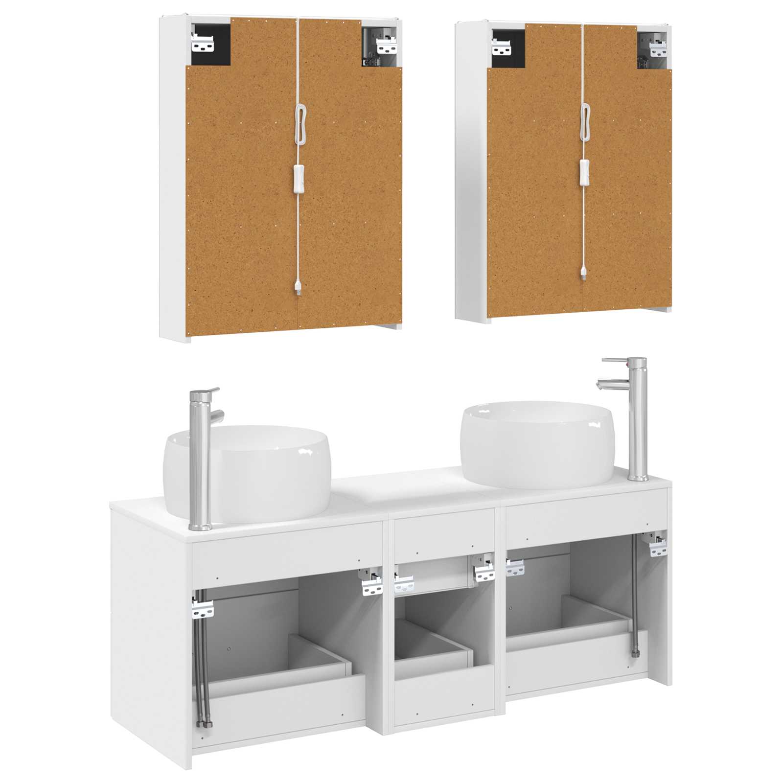 vidaXL Badkamermeubelset 5 pcs Wit Bewerkt hout en glas