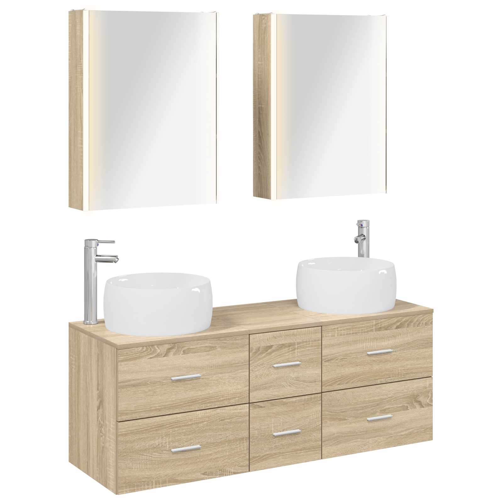 vidaXL Badkamermeubelset 5 pcs Wit Bewerkt hout en glas