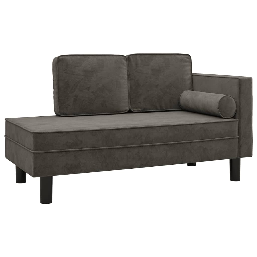 vidaXL Chaise longue met kussens en bolster fluweel lichtgrijs