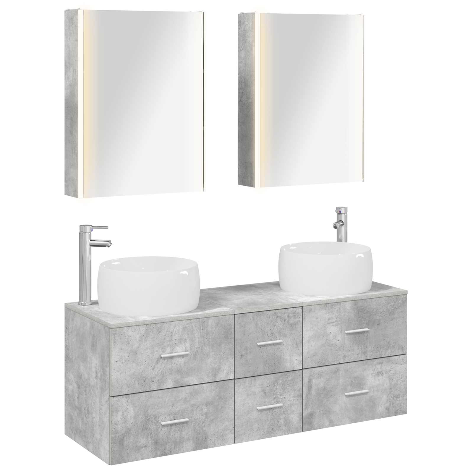 vidaXL Badkamermeubelset 5 pcs Wit Bewerkt hout en glas