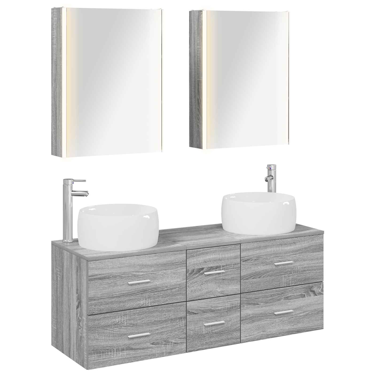 vidaXL Badkamermeubelset 5 pcs Wit Bewerkt hout en glas
