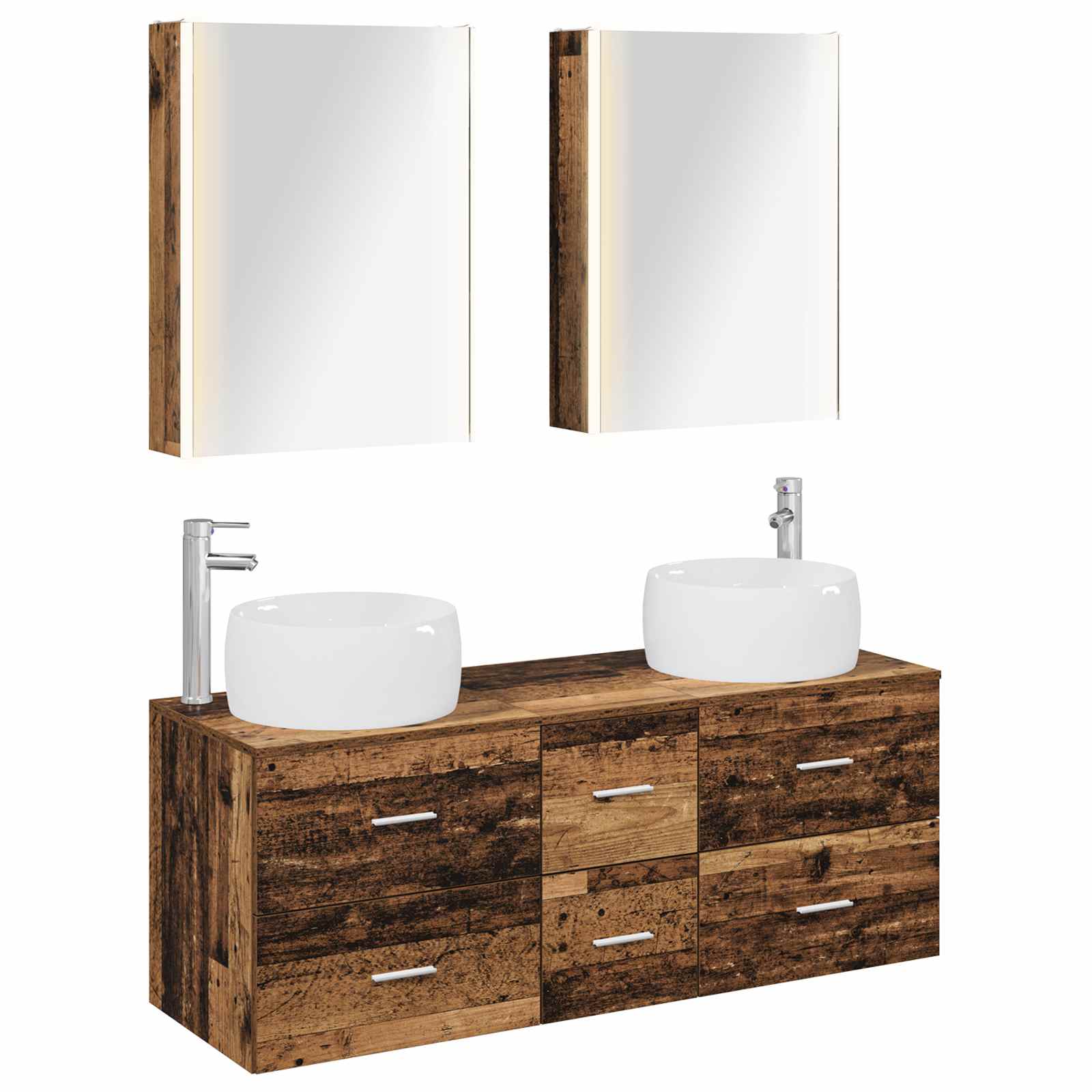 vidaXL Badkamermeubelset 5 pcs Wit Bewerkt hout en glas
