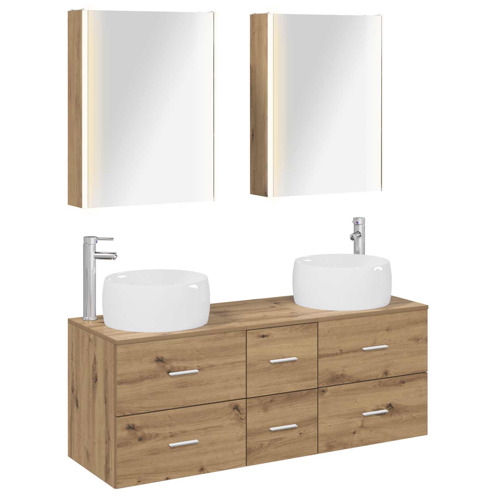vidaXL Badkamermeubelset 5 pcs Wit Bewerkt hout en glas