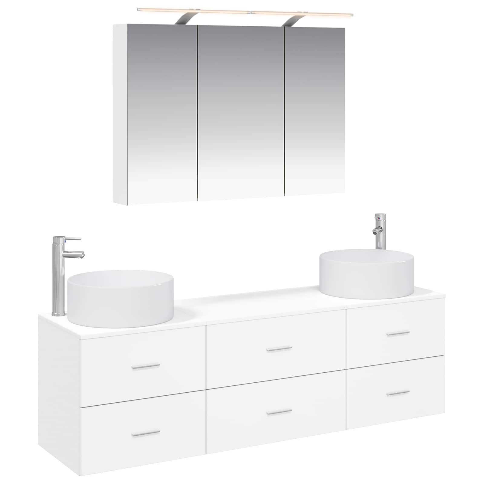 vidaXL Badkamermeubelset 4 pcs Wit Bewerkt hout en glas