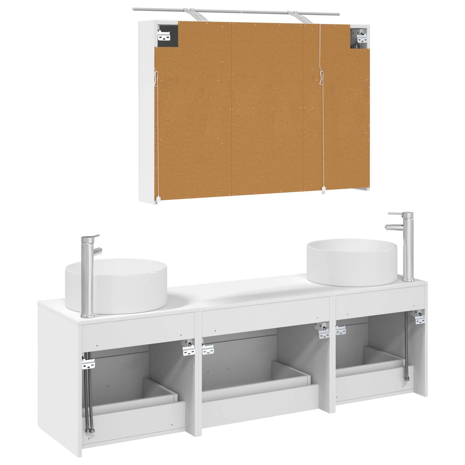 vidaXL Badkamermeubelset 4 pcs Wit Bewerkt hout en glas
